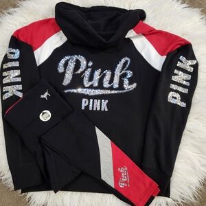 VS PINK outfit gorgeous hoodie LG, leggings nwt medium.